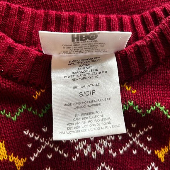 Game Of Thrones Small "I Drink And I Know Things" Knit Sweater Cotton Red - Picture 3 of 4